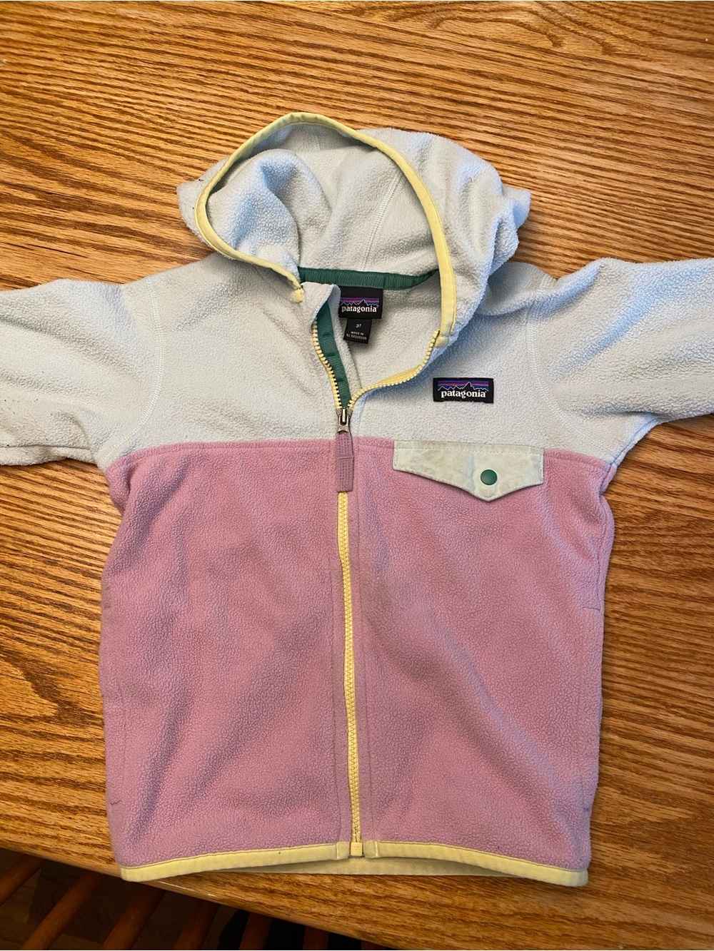 Patagonia Kids' Two-Tone Hooded Fleece Jacket - Light Blue & Lavender